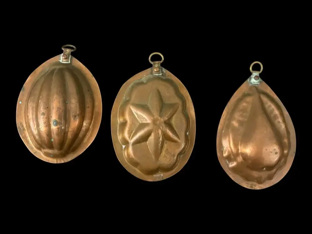 Vintage Miniature Copper Molds Decorative Set of 3 Country Farmhouse Wall Decor